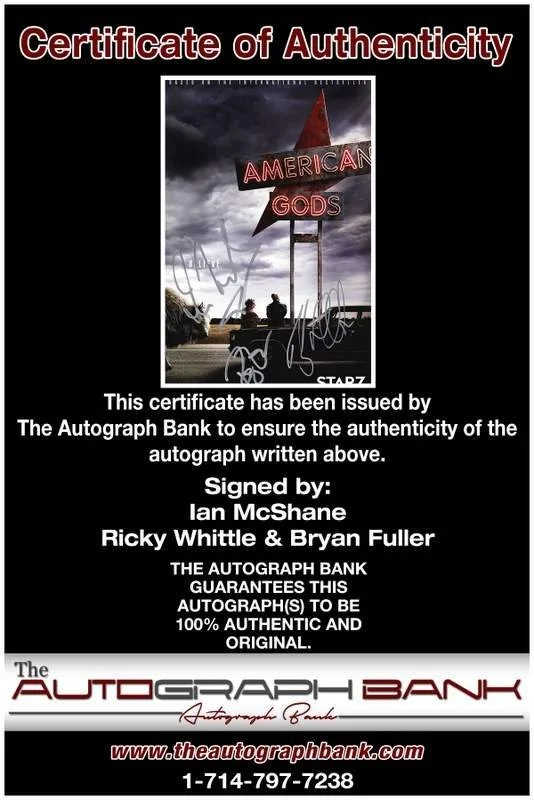 Ian McShane — Ian McShane Ricky Whittle Bryan Fuller signed 10x15 photo |CERT Autograph A0001, изображение 2