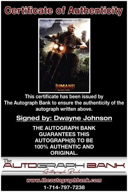 Dwayne Johnson — Dwayne Johnson The Rocl signed Jumanji 10x15 photo W/Cert Autographed, изображение 2