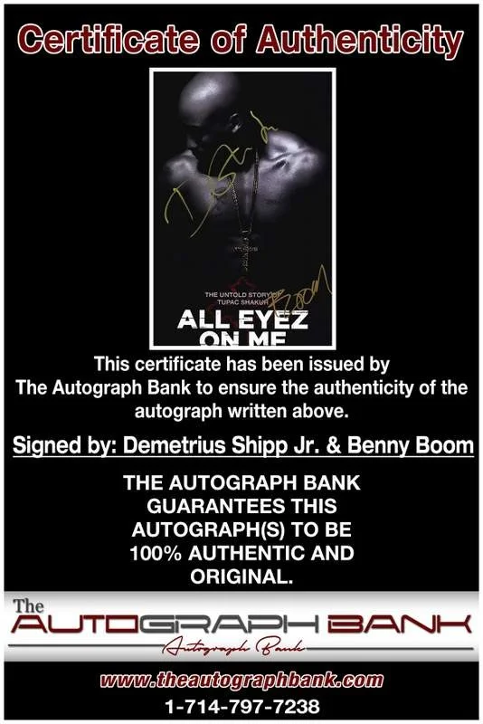 Demetrius Shipp — Demetrius Shipp Jr. & Benny Boom signed TUPAC 10x15 photo |CERT Autograph Ar001, изображение 2