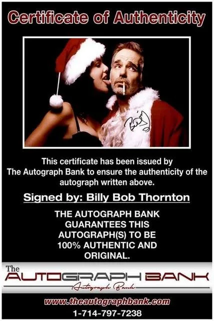 Billy Bob Thornton — Billy Bob Thornton authentic signed Bad Santa 10x15 photo W/Certificate (A0001), image 2