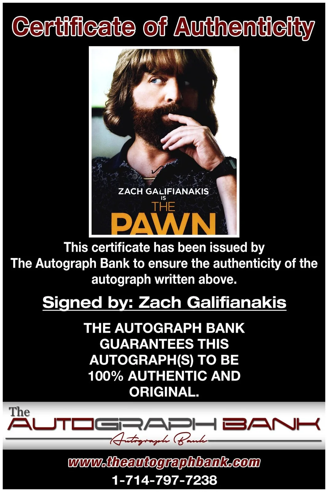 Zach Galifianakis — Zach Galifianakis authentic signed celebrity 8x10 photo W/Cert Autographed A1, image 2