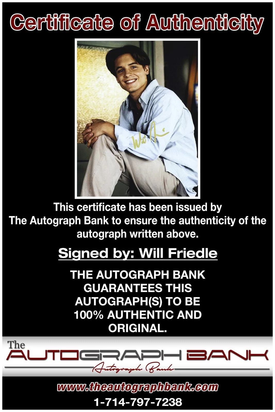 Will Friedle — Will Friedle authentic signed celebrity 8x10 photo W/Cert Autographed A5, image 2