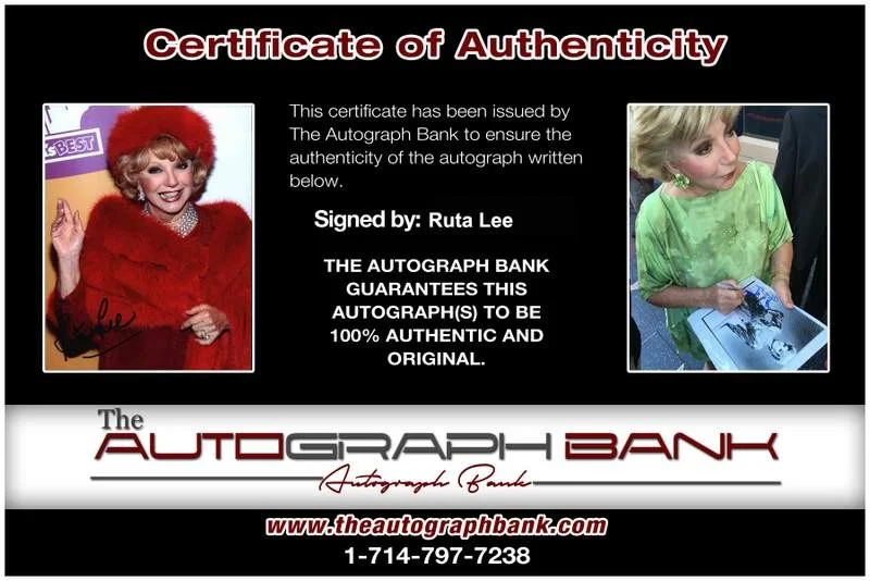Ruta Lee — Ruta Lee signed celebrity 8x10 photo W/Certificate (D5), image 2