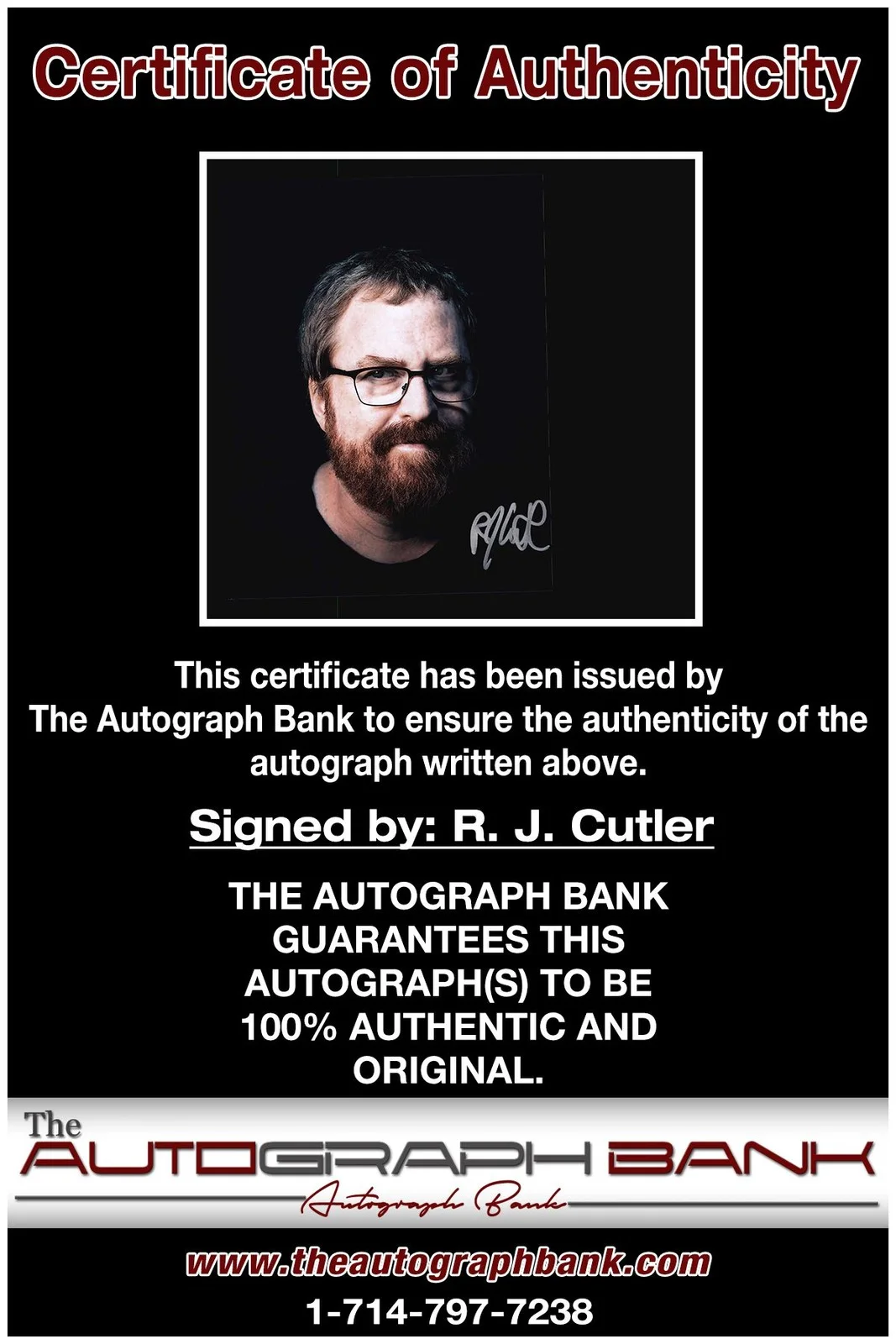 R. J. Cutler — R. J. Cutler authentic signed celebrity 8x10 photo W/Cert Autographed A3, image 2