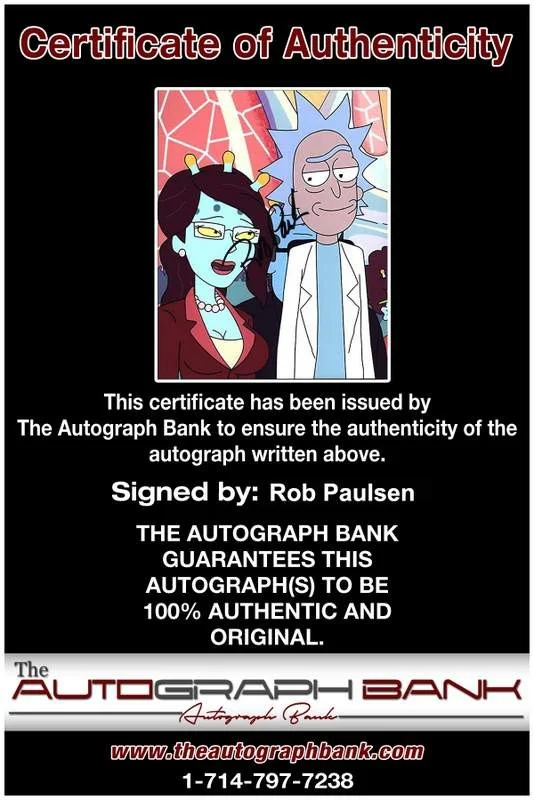 Rob Schneider — Rob Paulsen signed celebrity 8x10 photo W/Certificate (D8), image 2