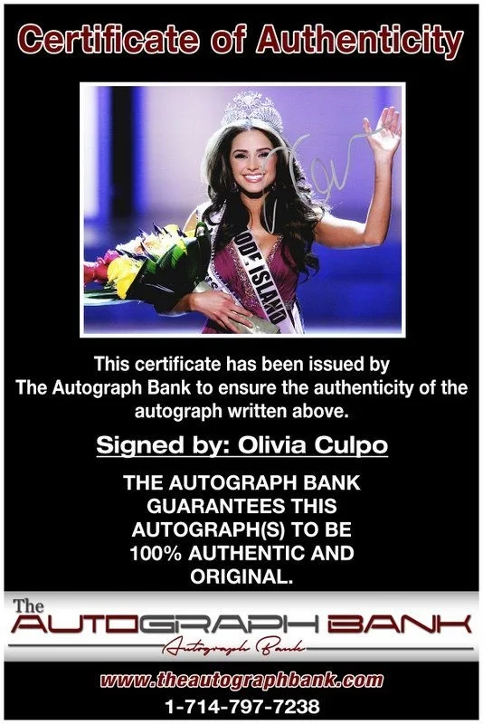 Olivia Culpo — Olivia Culpo authentic signed celebrity 8x10 photo W/Cert Autographed D3, изображение 2