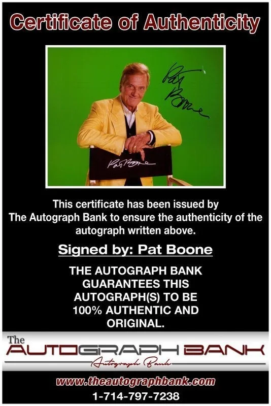 Pat Boone — Pat Boone authentic signed celebrity 8x10 photo W/Certificate Autographed (C1), изображение 2