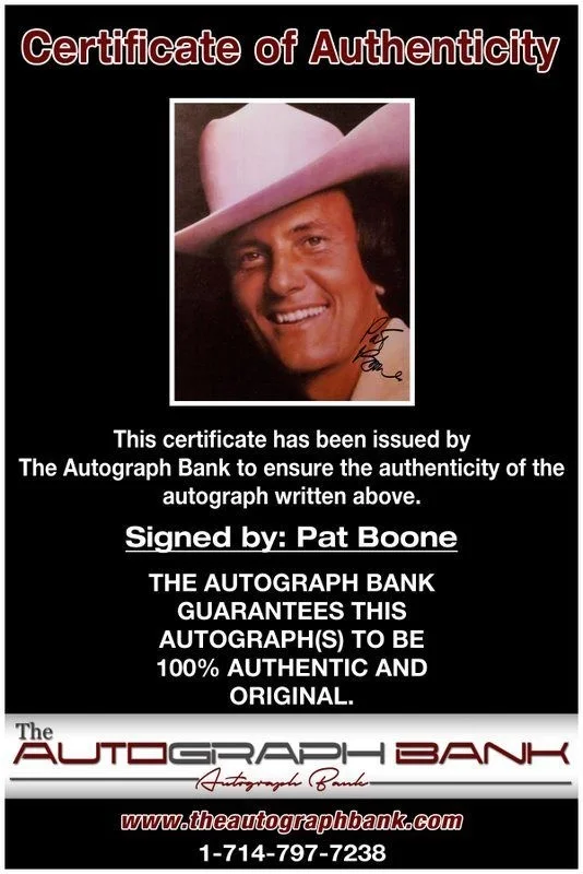 Pat Boone — Pat Boone authentic signed celebrity 8x10 photo W/Certificate Autographed (C2), image 2