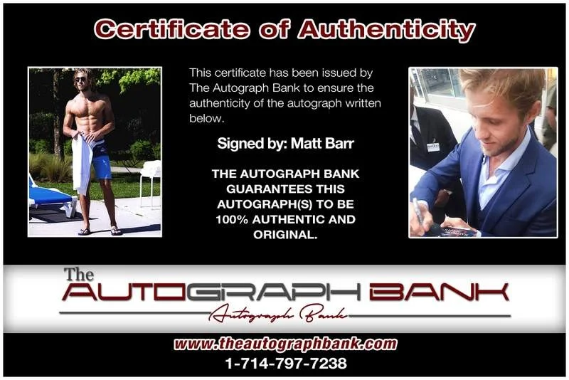 Matt Barr — Matt Barr authentic signed celebrity 8x10 W/Certificate Autographed (A0008), image 2