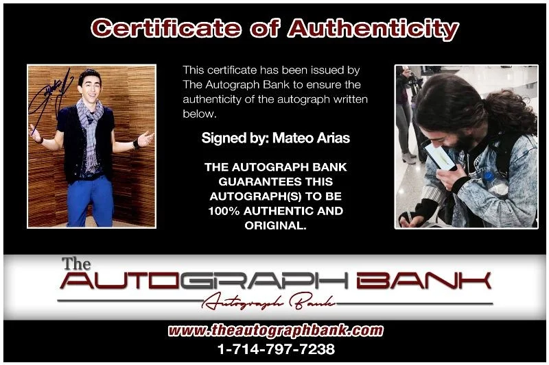 Mateo Arias — Mateo Arias authentic signed celebrity 8x10 photo W/Cert Autographed 2616e, изображение 2