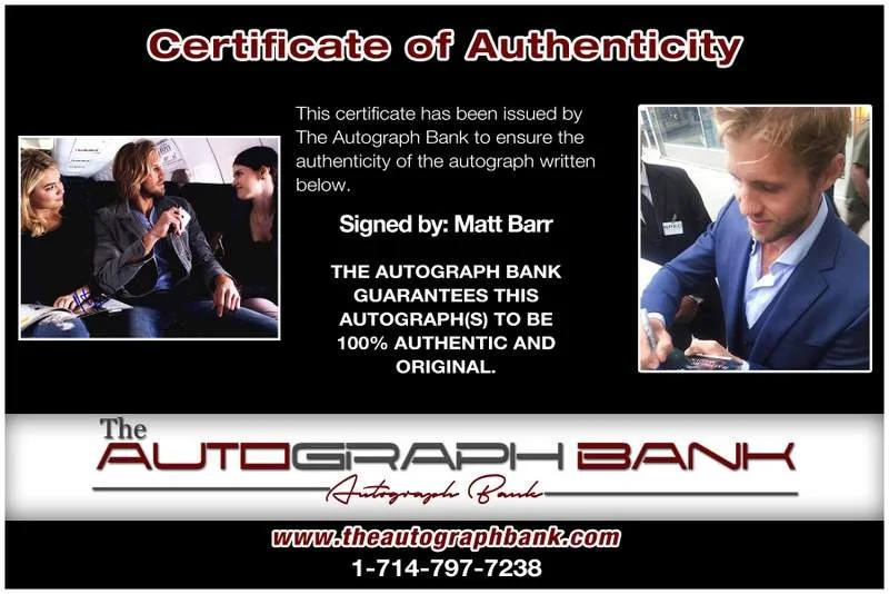 Matt Barr — Matt Barr authentic signed celebrity 8x10 W/Certificate Autographed (A0006), image 2