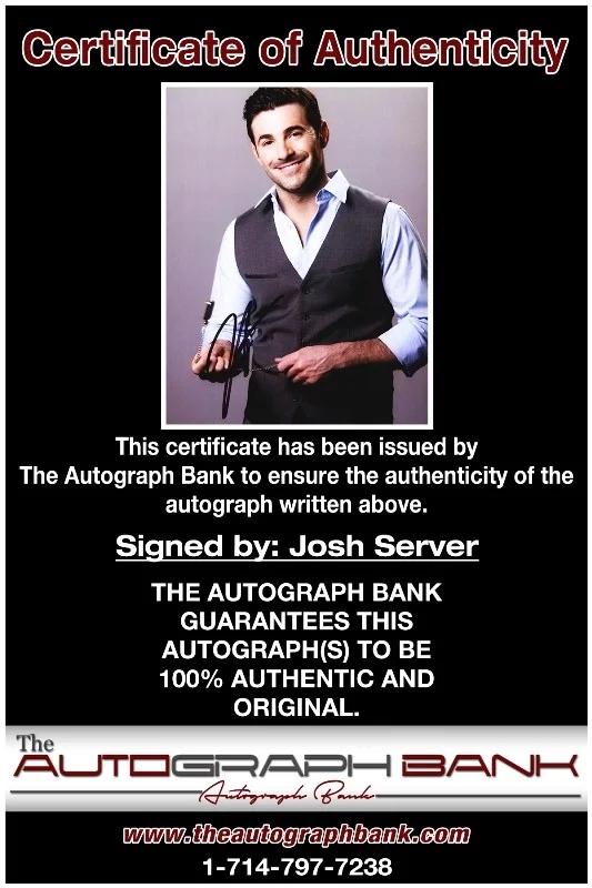 Josh Server — Josh Server authentic signed celebrity 8x10 photo W/Cert Autographed 51816i1, изображение 2