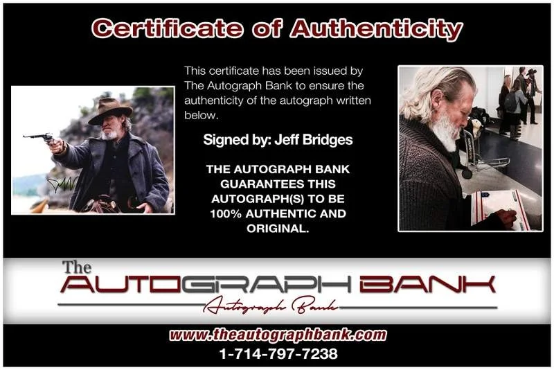 Jeff Bridges — Jeff Bridges authentic signed celebrity 8x10 W/Certificate Autographed (A0001), image 2