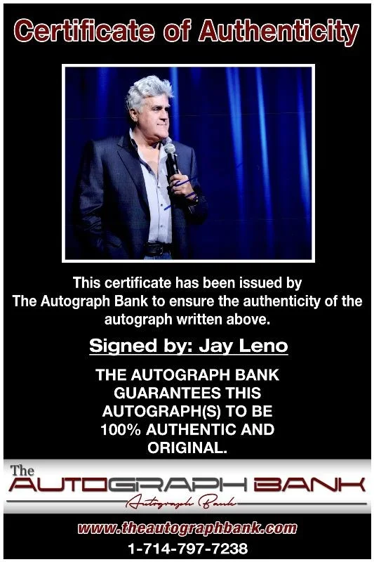 Jay Leno — Jay Leno authentic signed celebrity 8x10 photo W/Cert Autographed 2616b, image 2