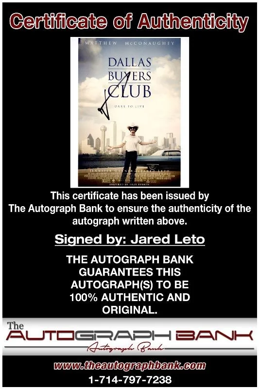 Jared Leto — Jared Leto authentic signed celebrity 8x10 photo W/Cert Autographed 2616a, image 2