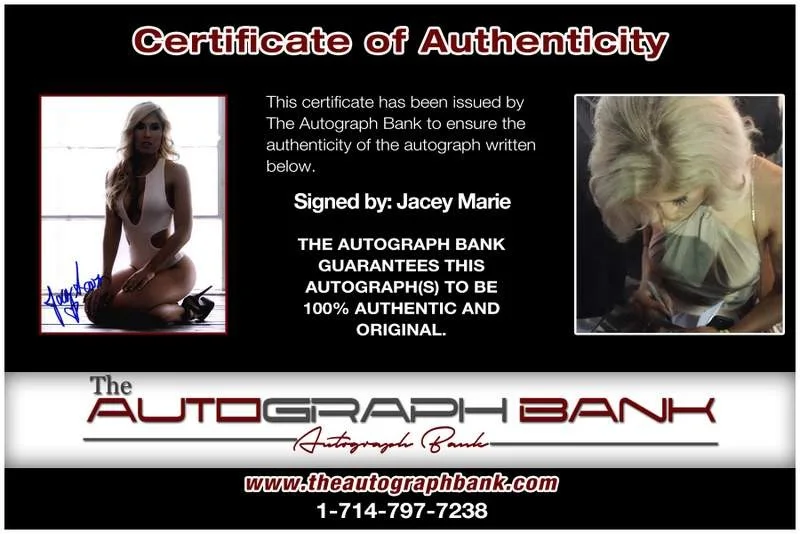 Jacey Marie — Jacey Marie authentic signed model 8x10 photo W/Certificate Autographed (A0009), изображение 2