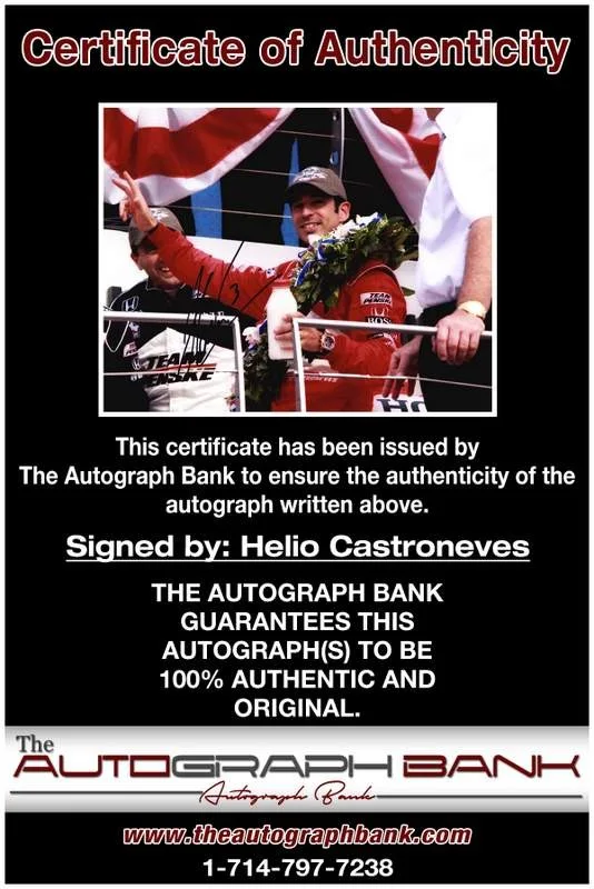 Helio Castroneves — Helio Castroneves authentic signed NASCAR 8x10 photo W/Cert Autographed A0003, изображение 2