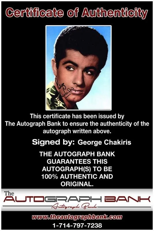 George Chakiris — George Chakiris signed celebrity 8x10 photo W/Certificate (C1), image 2