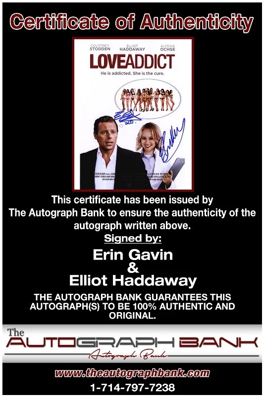Erin Gavin — Erin Gavin & Elliot Haddaway authentic signed 8x10 photo |CERT 51816c1, изображение 2