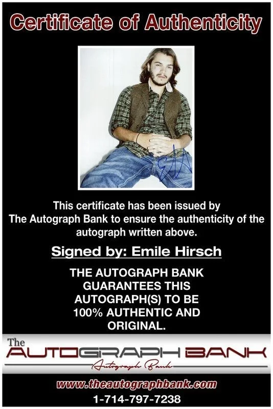 Emile Hirsch — Emile Hirsch authentic signed celebrity 8x10 photo W/Cert Autographed C2, image 2