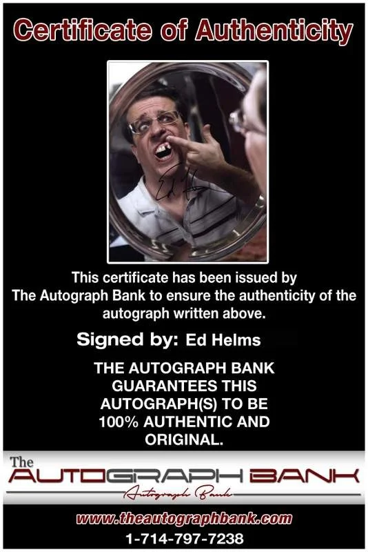 Eddie Mcclintock — Ed Helms signed celebrity 8x10 photo W/Certificate (2616a), image 2