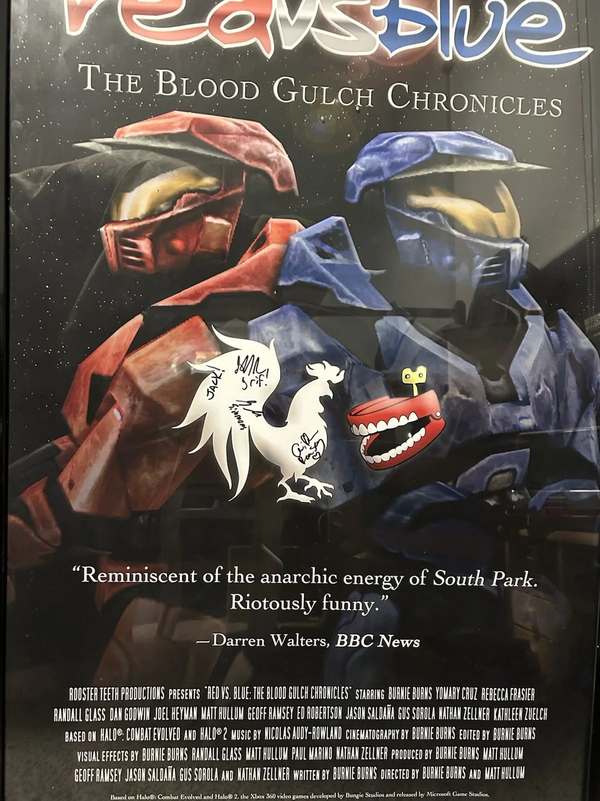 Red Vs Blue. Authentic Crew Signed Poster. Mint Condition. Grif, Jack, Simmons., image 3