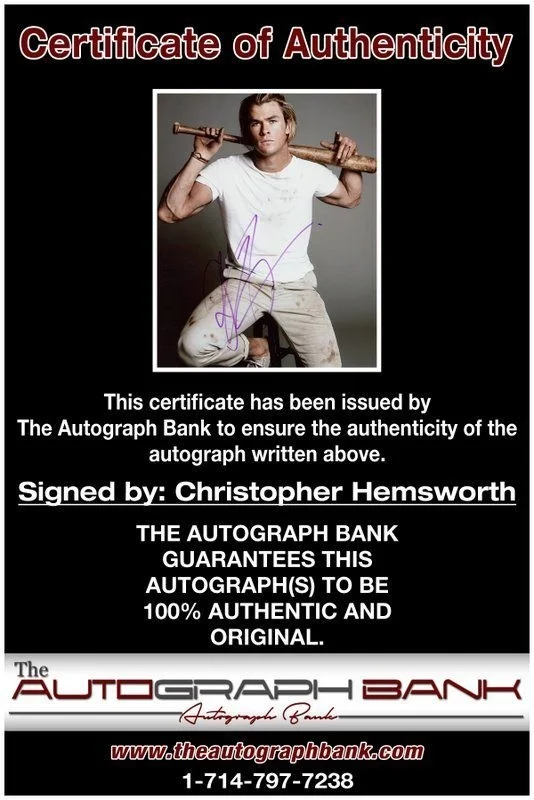 Chris Hemsworth — Chris Hemsworth authentic signed celebrity 8x10 photo W/Cert Autographed C2, image 2