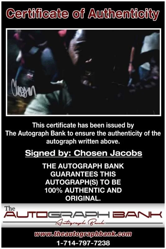 Chosen Jacobs — Chosen Jacobs authentic signed celebrity 8x10 W/Certificate Autographed (A0002), image 2