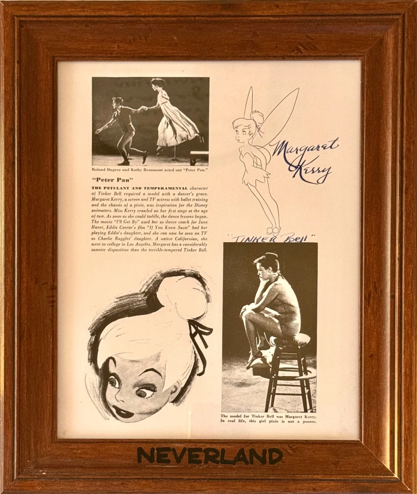 Margaret Kerry — Margaret Kerry Signed Tinker Bell Framed Art Peter Pan Disney Autograph COA
