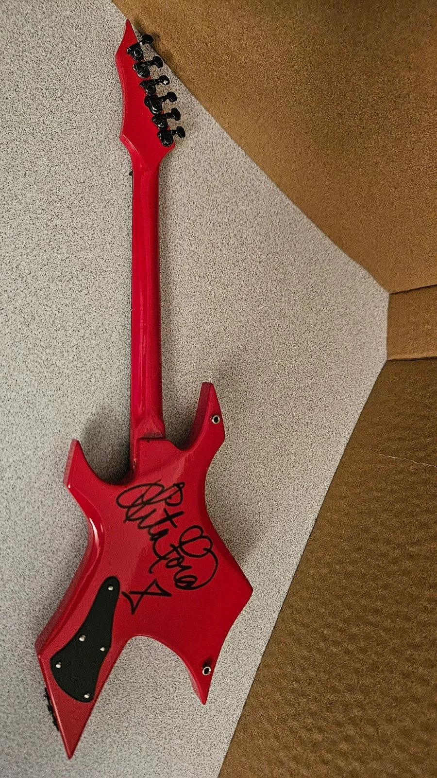 Lita Ford Limited Edition Signed Red Warlock Mini 10" Guitar Replica Collectible, image 3
