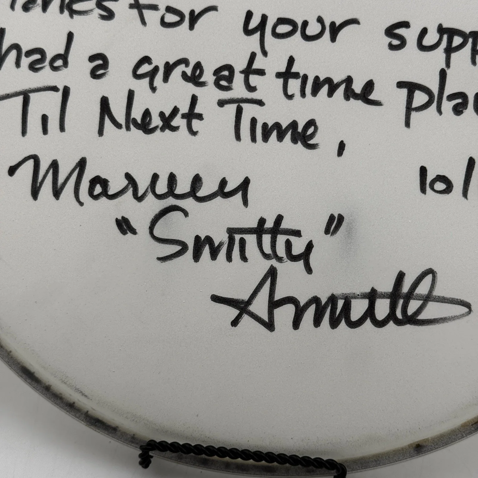 Marvyn “Smitty” Arnette Signed Drumhead – Remo Ambassador – Sam Ash Music 1995, image 4