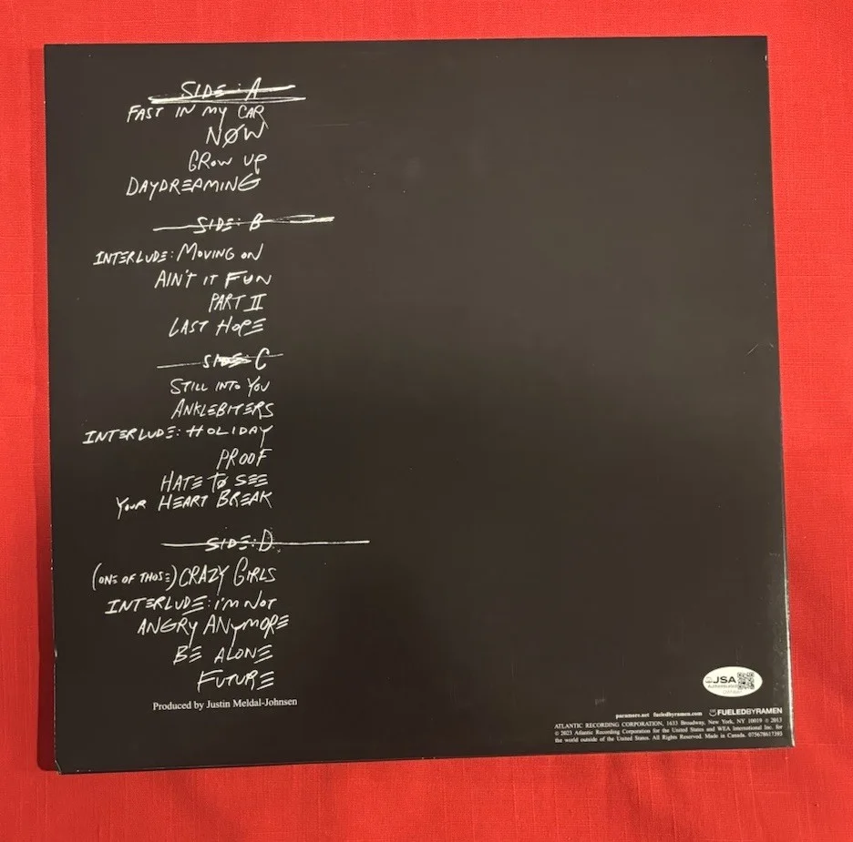 Haley Williams PARAMORE Signed Autographed Self Titled Vinyl JSA, image 2