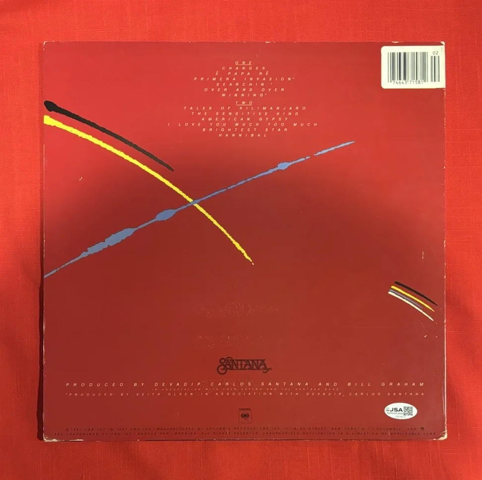 Carlos Santana ZEBOP! Vinyl Album Signed Autographed JSA, изображение 2