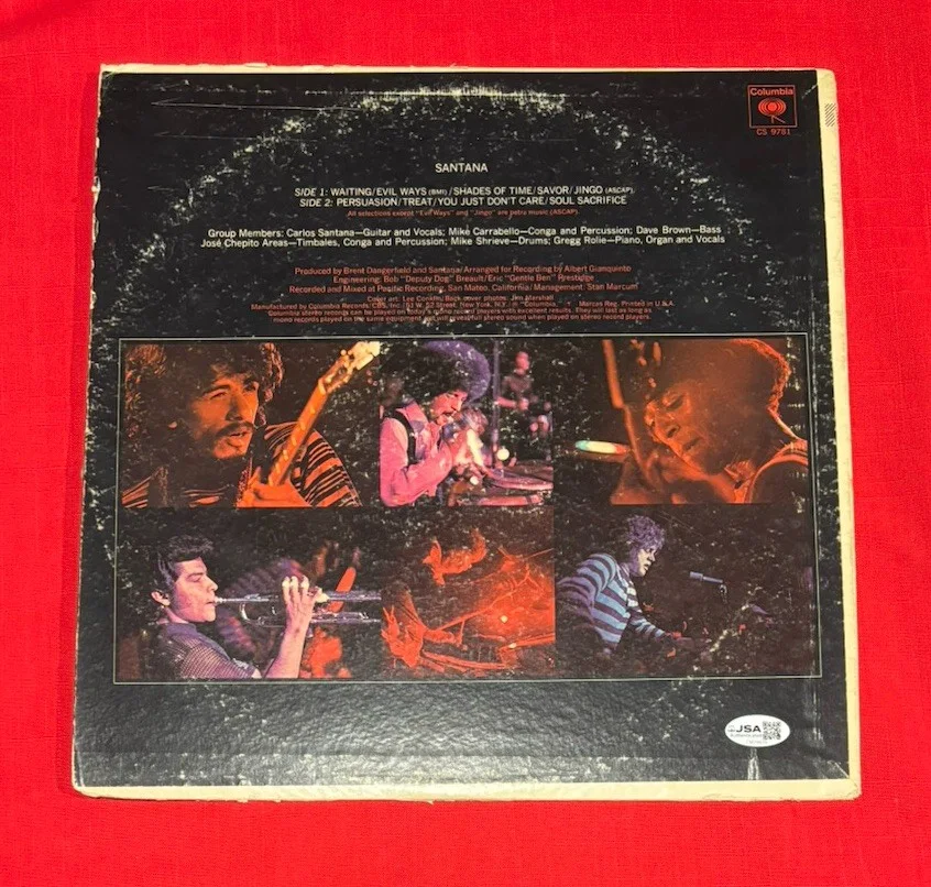 Carlos Santana SANTANA Vinyl Album Signed Autographed JSA, изображение 2