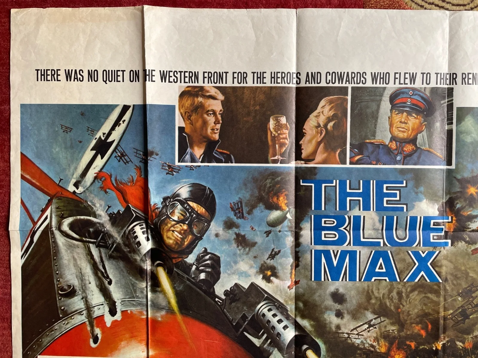THE BLUE MAX (1966) Original UK Quad World War One Movie Poster George Peppard, изображение 2
