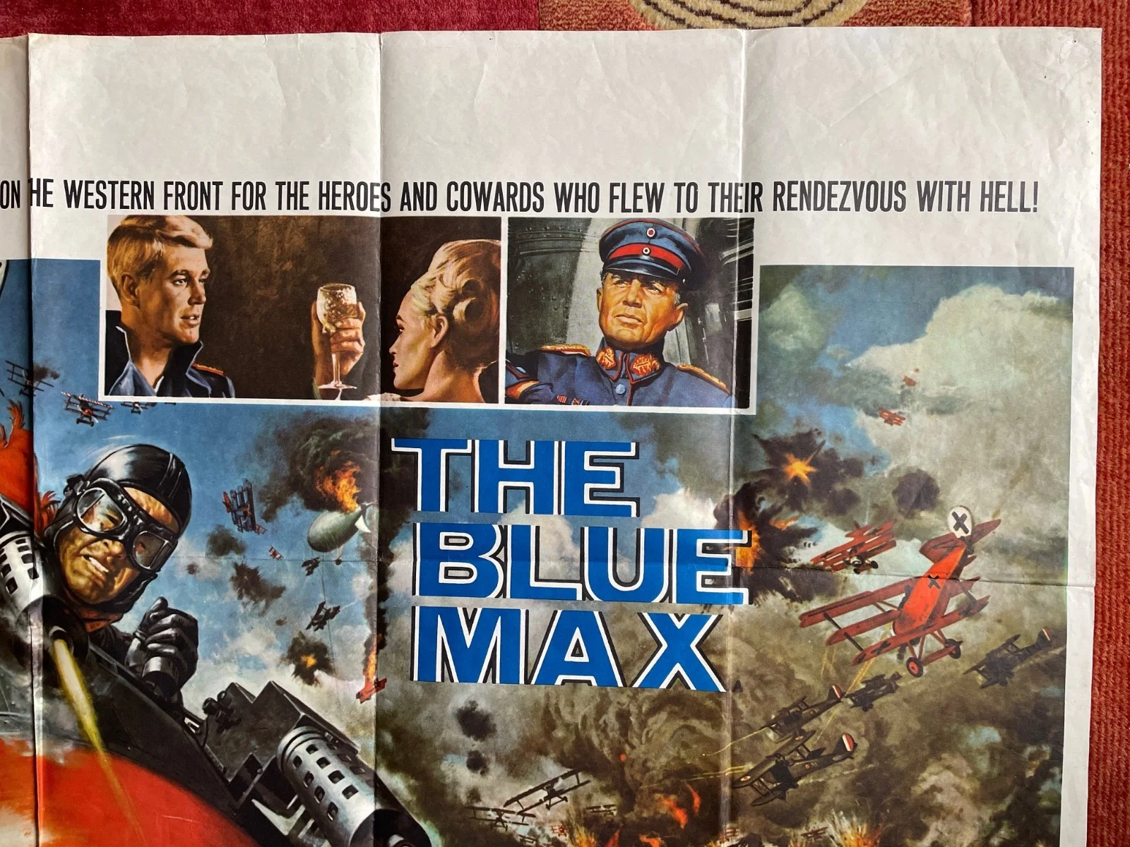 THE BLUE MAX (1966) Original UK Quad World War One Movie Poster George Peppard, изображение 3