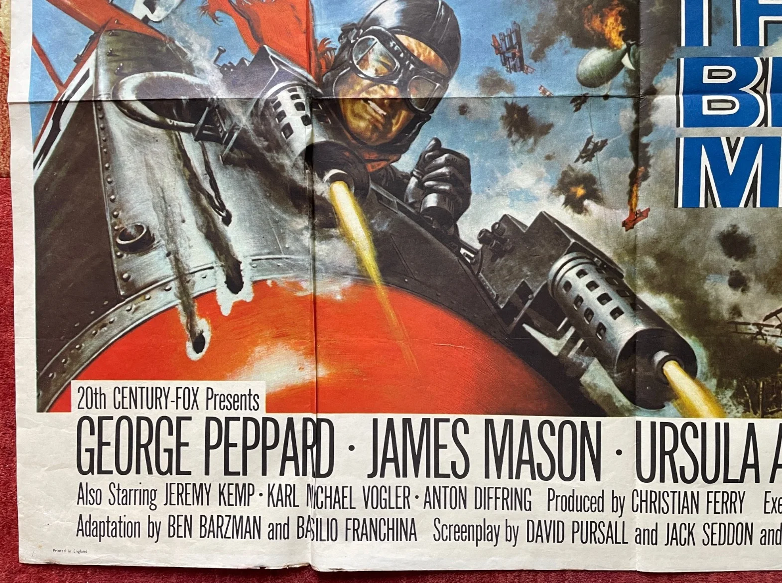 THE BLUE MAX (1966) Original UK Quad World War One Movie Poster George Peppard, изображение 4