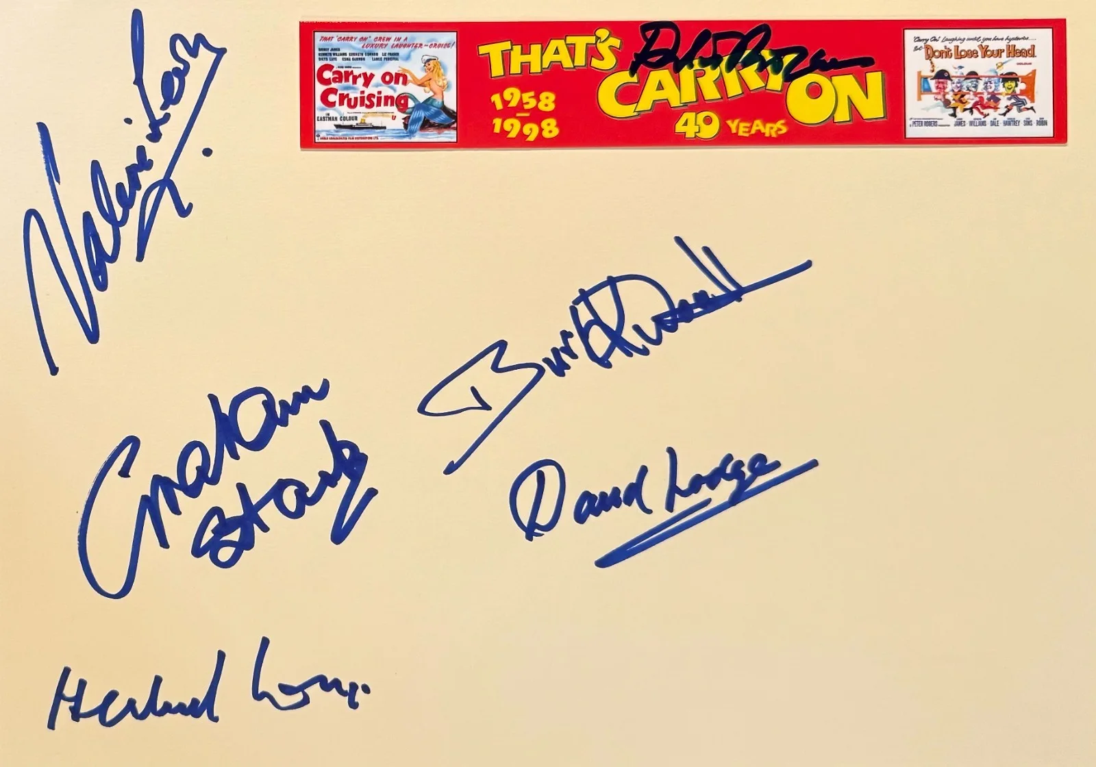 Valerie Lon, Graham Stark, Herbert Lom, Burt Kwouk, David Lodge — PINK PANTHER CARRY ON Signed Autographed 8"x 10" SHEET PAGE (6) Valerie Leon, изображение 3