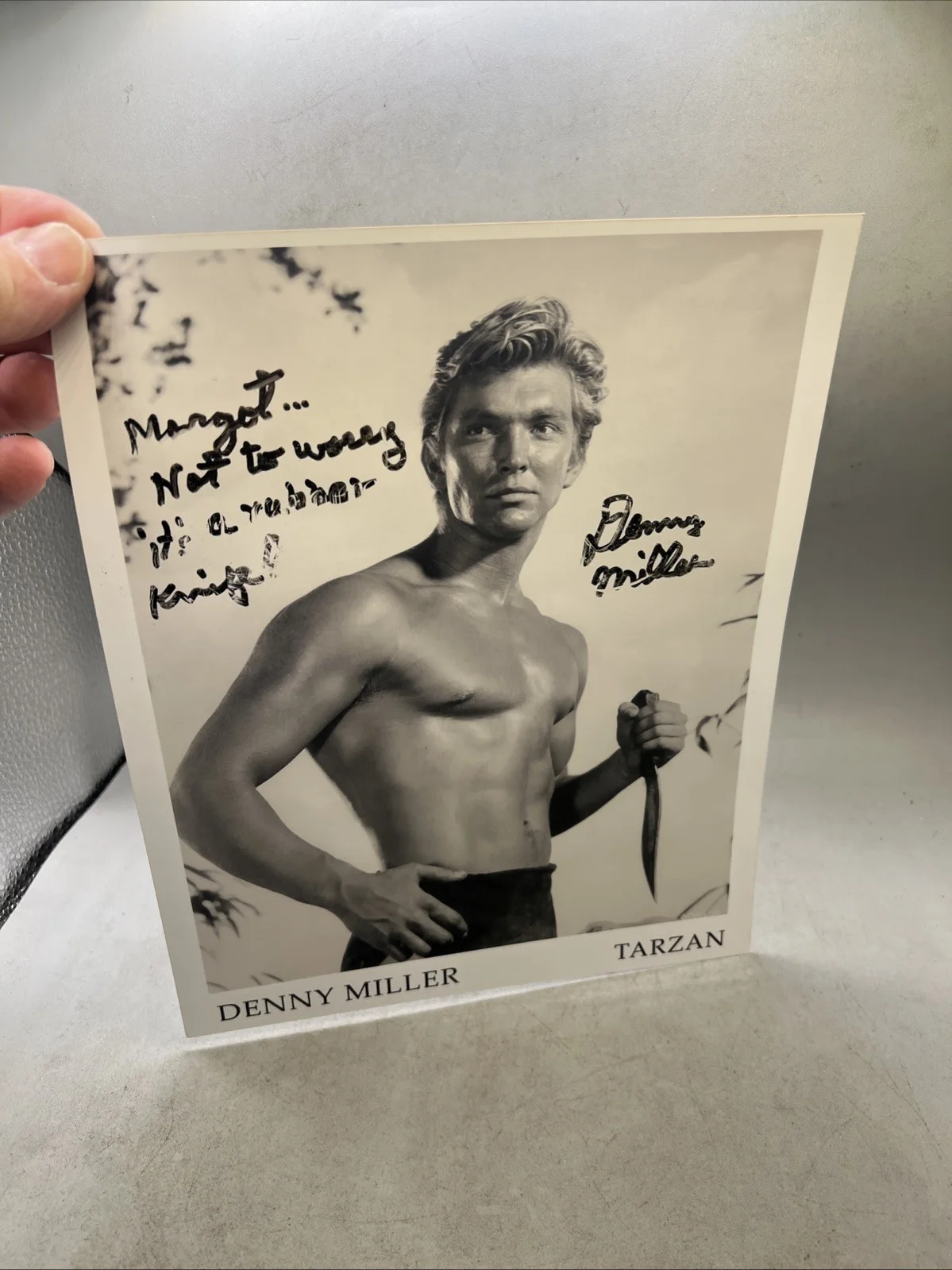 Denny Miller — Denny Miller Actor Signed BW 8x10 Photo Tarzan, image 2