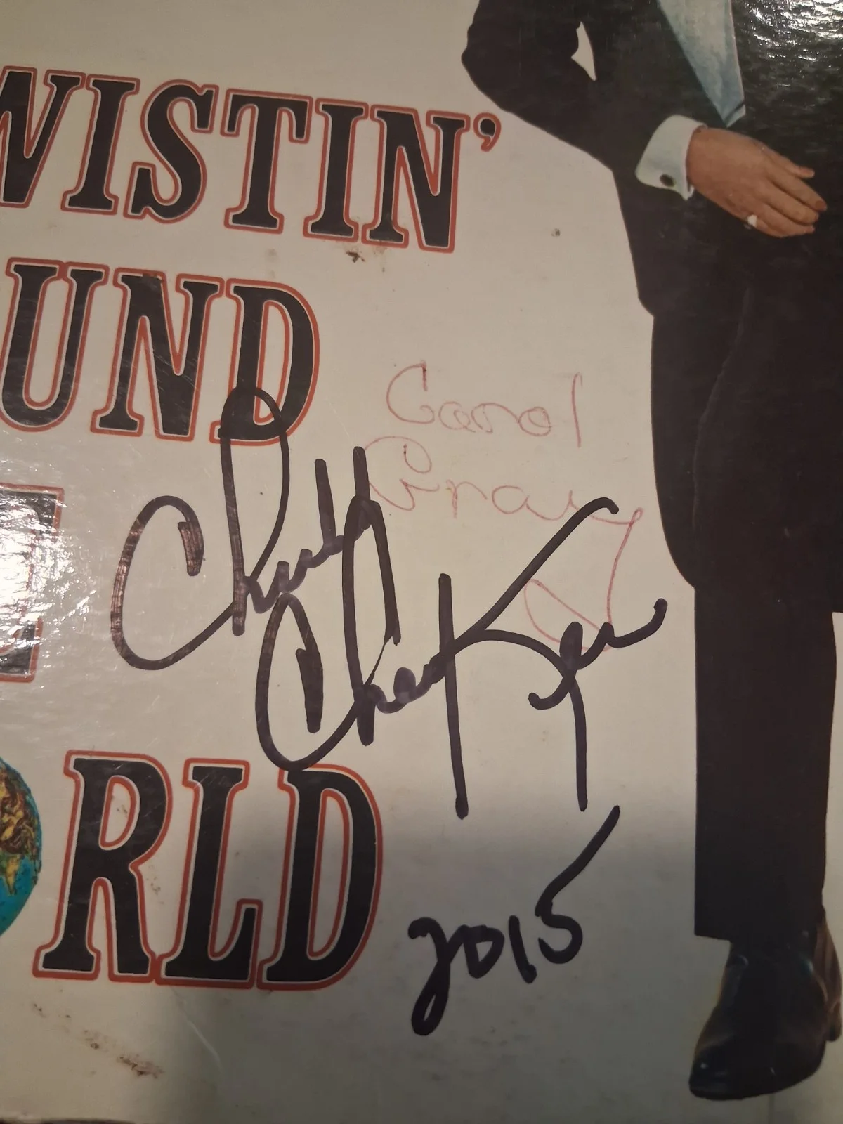 CHUBBY CHECKER SIGNED AUTOGRAPHED ROUND WORLD THE TWIST RECORD ALBUM LP, image 2