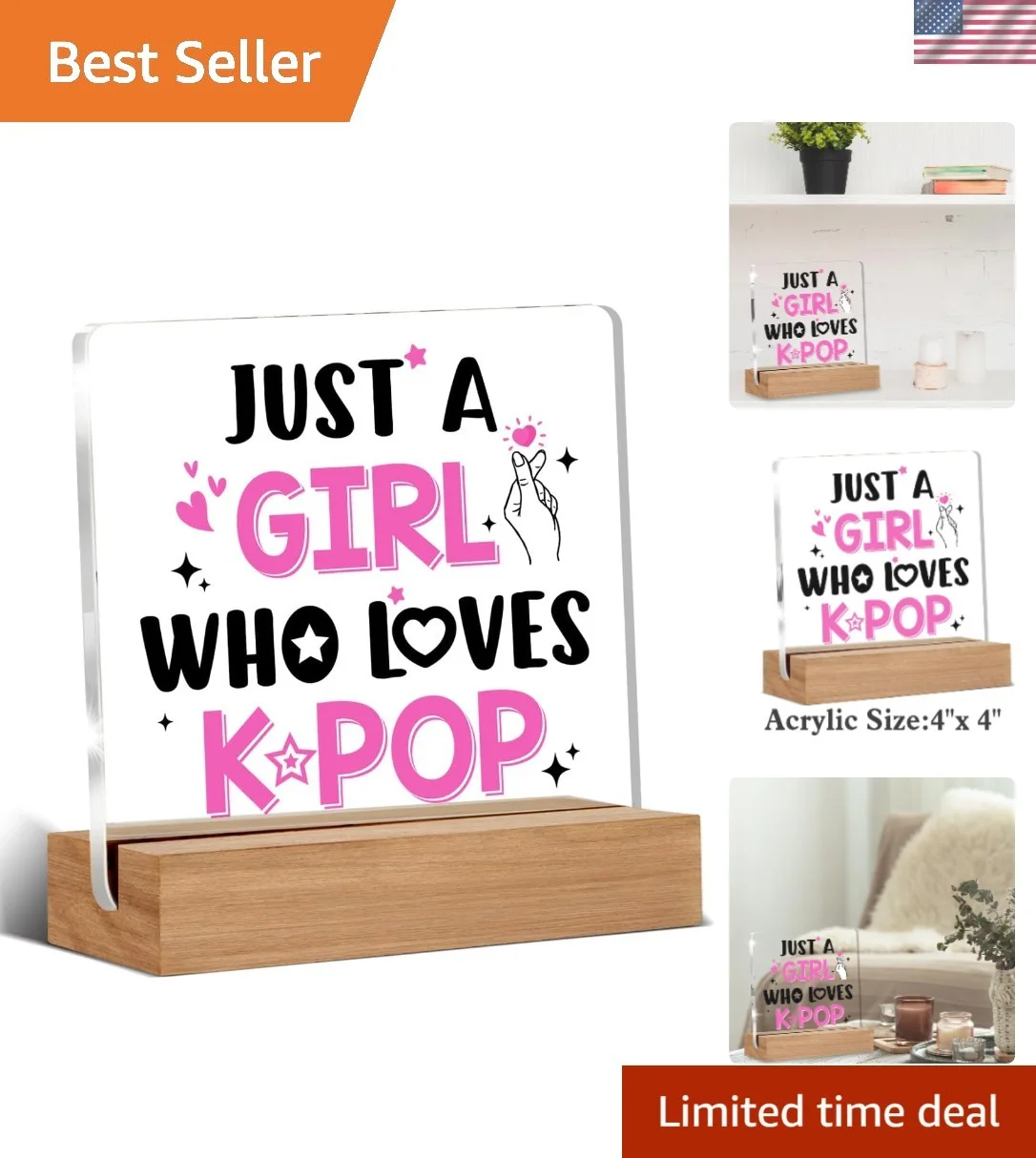 K-pop Gifts — K-Pop Decorative Acrylic Plaque - Meaningful Gift for Music Lovers 4x4 in