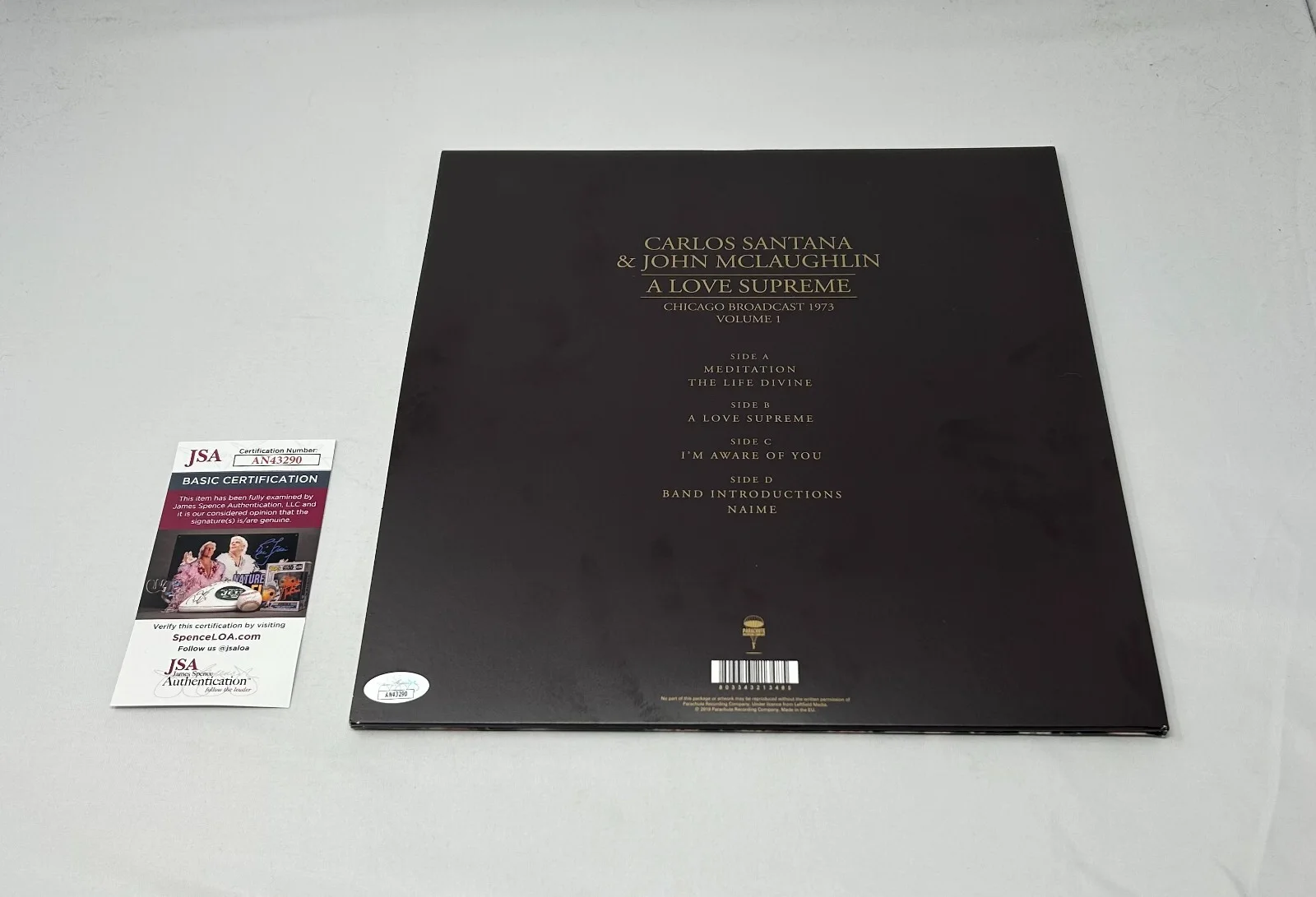 John McLaughlin signed A Love Supreme Carlos Santana Album JSA COA, изображение 2