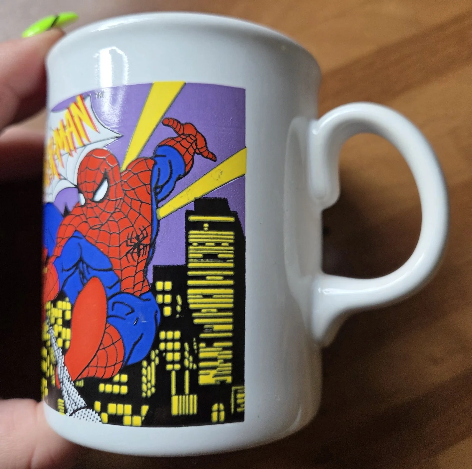 Vintage Tams 1995 Spiderman Marvel Comics Superhero Thwip Coffee Mug Cup England, image 3