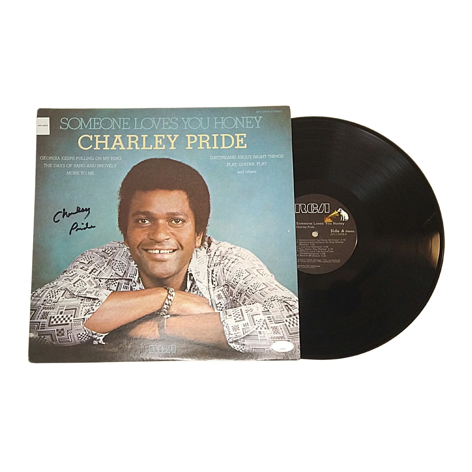 Charley Pride — Charley Pride Signed Somebody Loves You Honey Vinyl Record Album Cover JSA COA, изображение 3