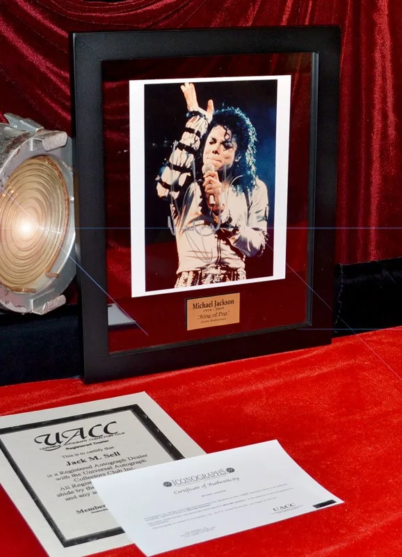 MICHAEL JACKSON Rare Signed Autograph, COA, UACC Registered Dealer #228, FRAME, image 2