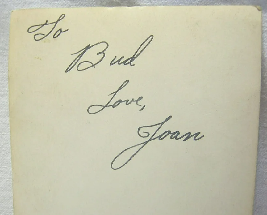 Actress 1930's - 40's Promo Postcard Size Signed on Back ... To Bud - Love Joan, изображение 2