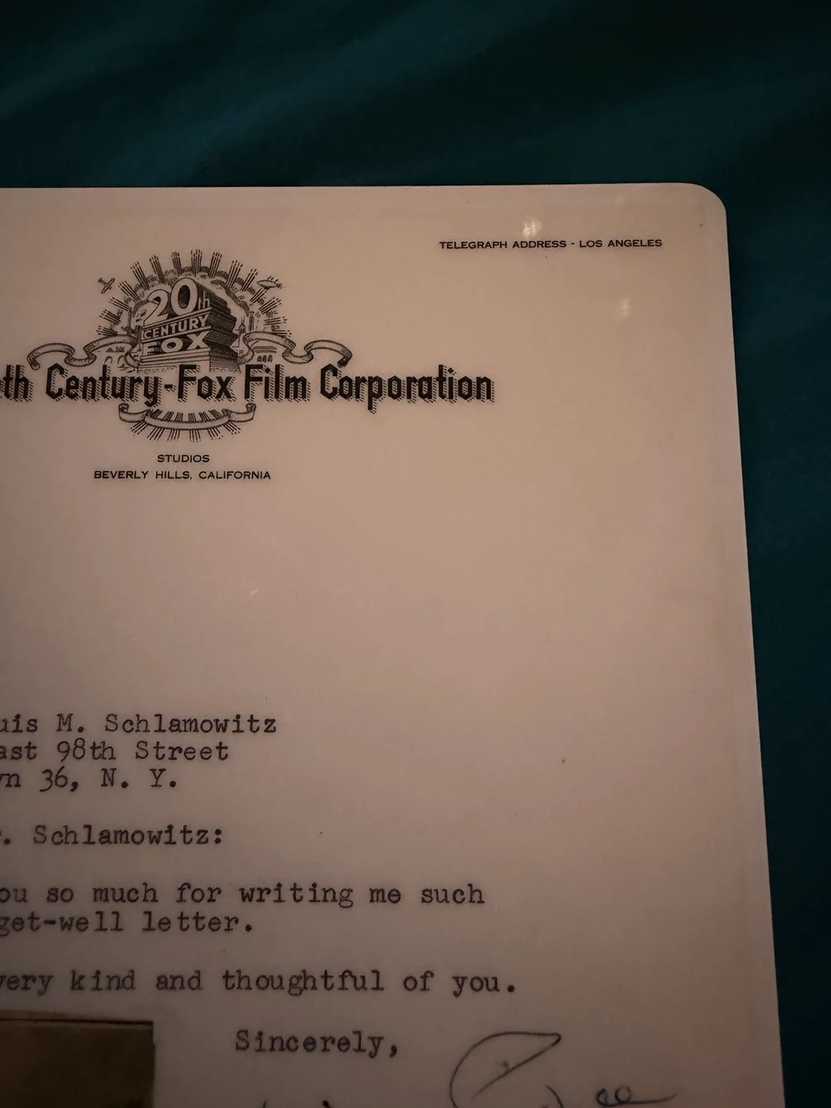 Dick Powell — RARE!! Dick Powell Signed Hand Typed Laminated Letter w Newspaper Insert READ!!, image 5