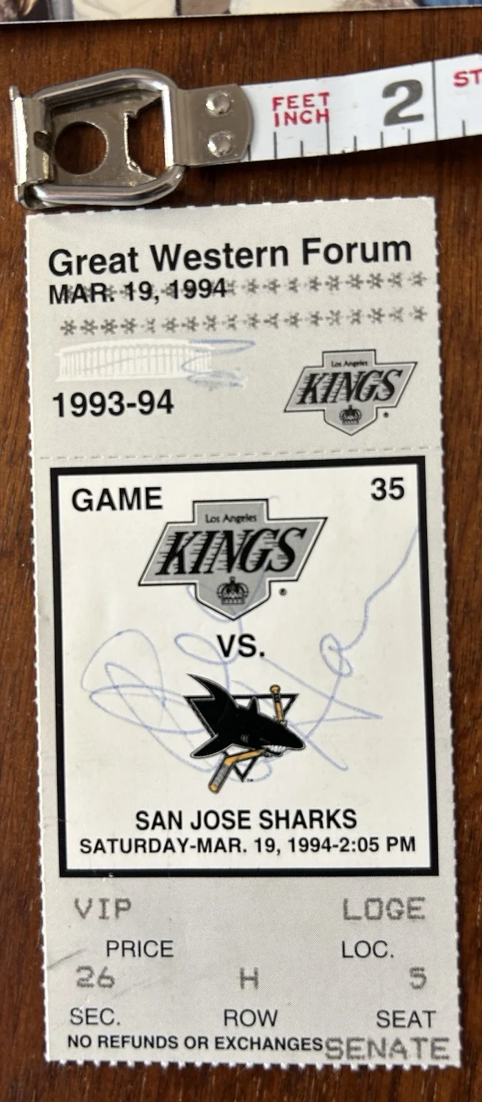 Goldie Hawn — Goldie Hawn Signed LA Kings Ticket Stub 1994 Vs Sharks 3-19-94 Story Provenance, изображение 2