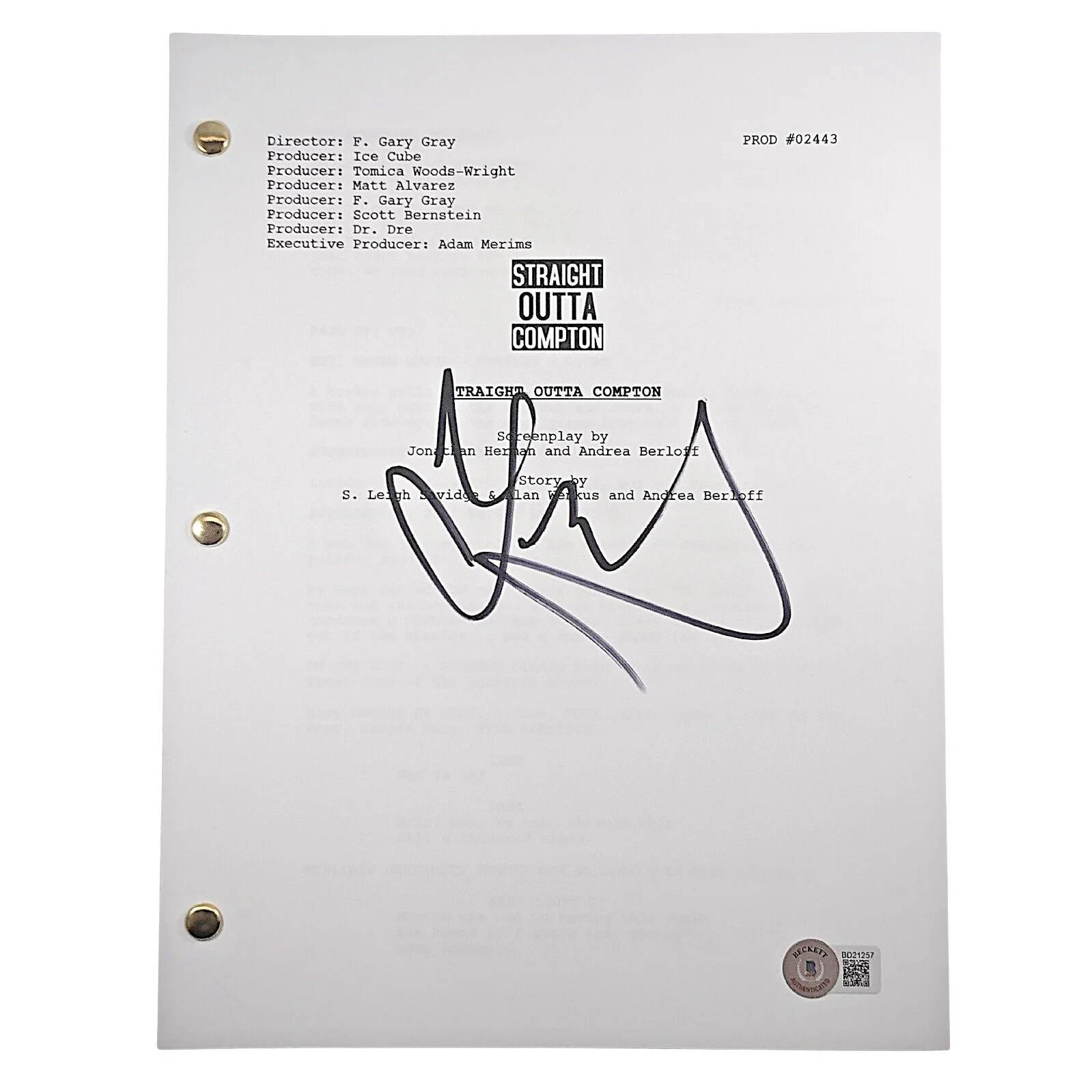 DJ Yella — DJ Yella Signed NWA Straight Outta Compton Script Beckett BAS COA Rap Hip Hop, image 2