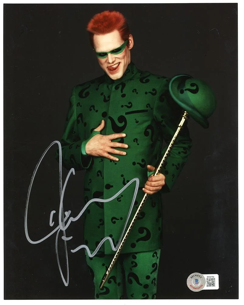 jim carrey — Jim Carrey Batman Riddler 8X10 Photo Hand Signed Autographed BAS BECKETT COA